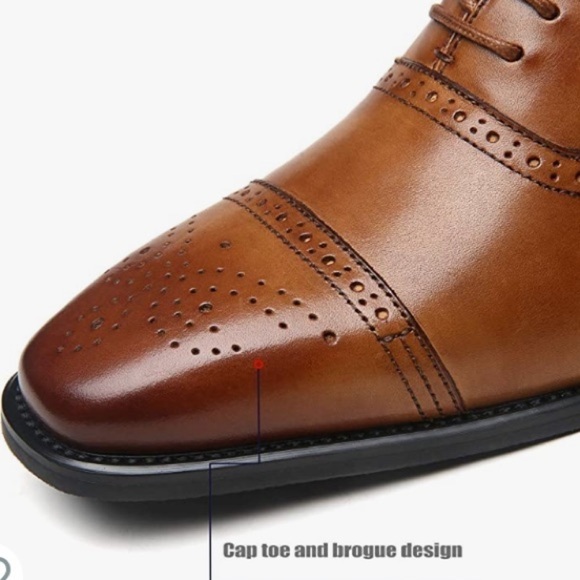 La Milano Mens Leather Cap Toe Lace up Oxford Classic Modern Business Sh… - Picture 5 of 11